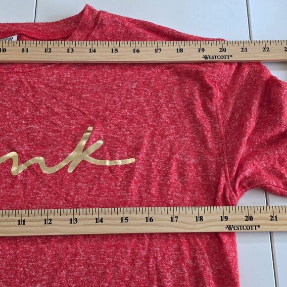 PINK Victorias Secret Pajama Set Women S Heathered Red LS Top Plaid Pants Lounge - Picture 5 of 16